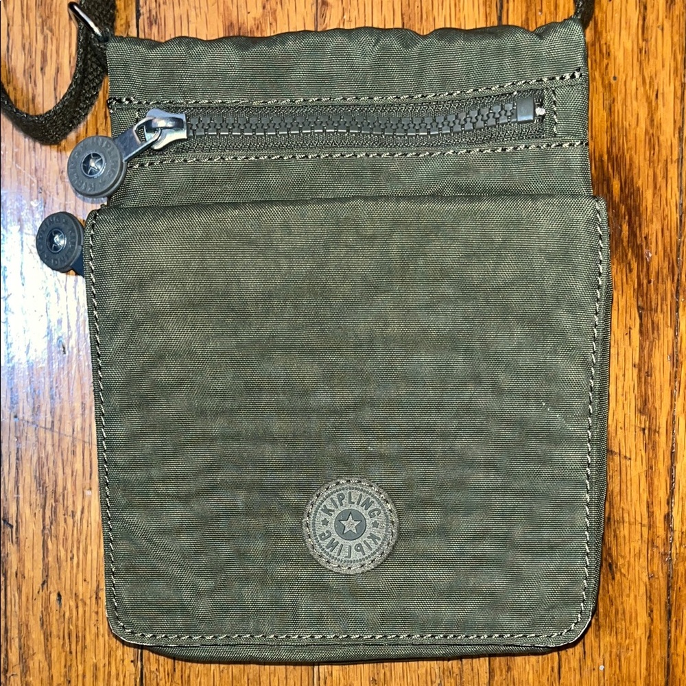 Kipling Olive Green Adjustable Crossbody Organizer Bag - Picture 3 of 15